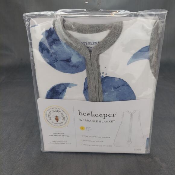 Burt's Bees Baby Unisex Beekeeper Wearable Blanket Organic Cotton Swaddle Blue S - Picture 1 of 5